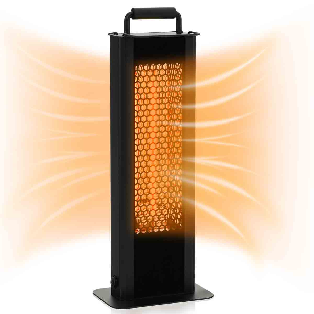 Costway 1200W Outdoor Portable Electric Heater with Double-Sided Heating-Black, Black