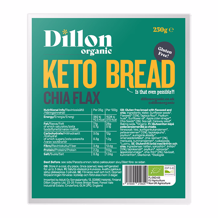 Dillon Organic Organic Chia Flax Keto Bread 250g
