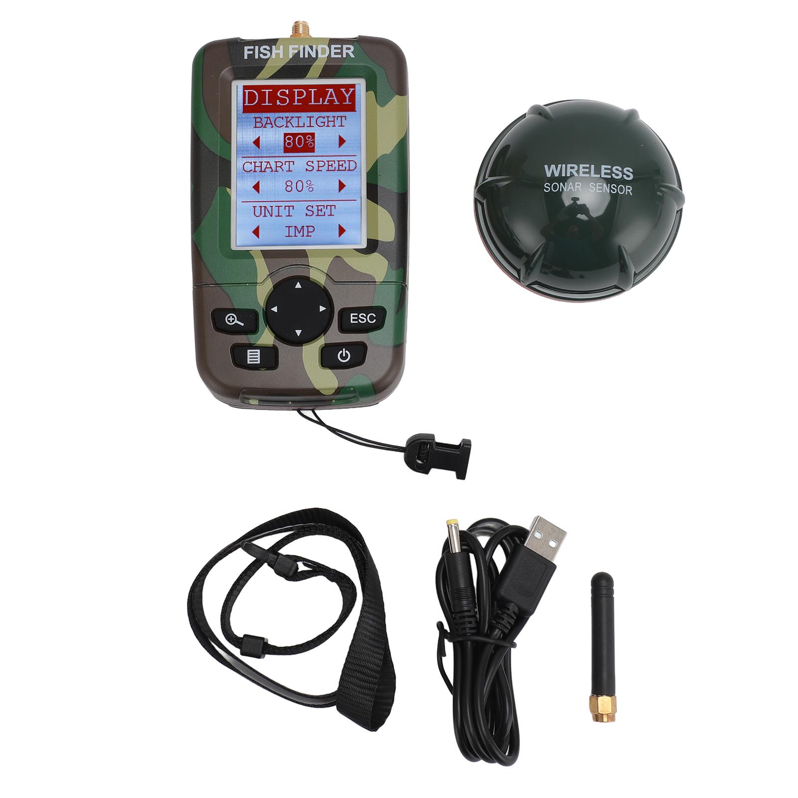OutsideWorld Portable Fish Finder High Accuracy LED LCD Display Waterproof Wireless Mobile Fish Locator camouflage