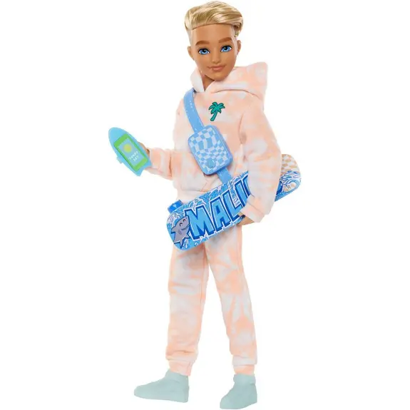 Barbie Dream Besties Doll and Accessories Ken Posable Fashion Doll with Removable Fashions & Blonde Hair 9 Summer & Skateboard Themed Pieces