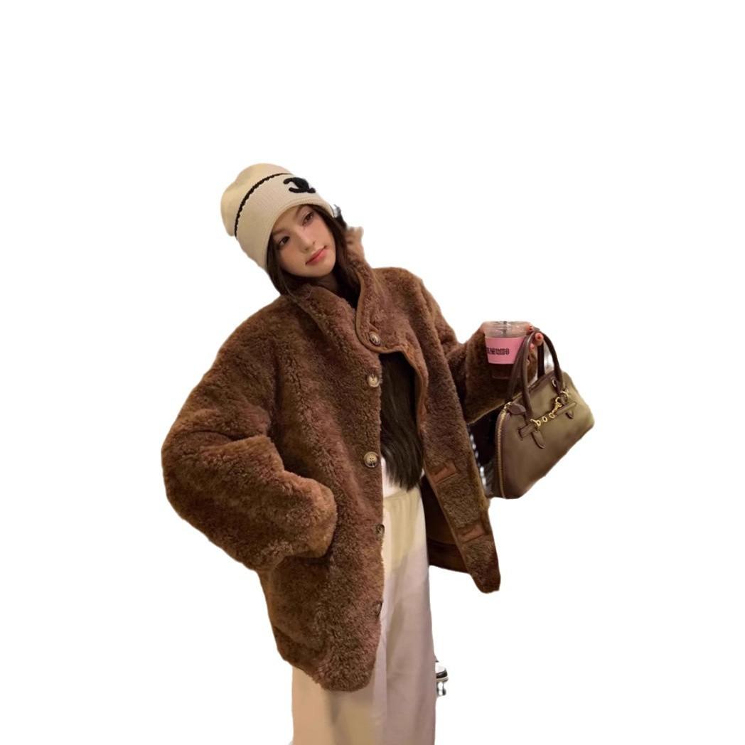 Avant-Garde Wearing Lamb Wool and Fur Coats on Both Sides, Women's New Autumn and Winter Coats L