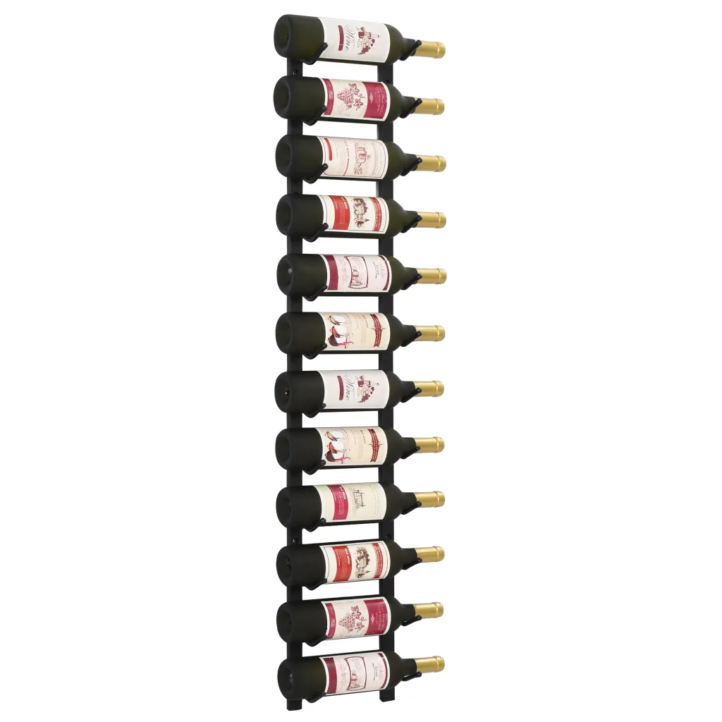VidaXL Wall Mounted Wine Rack for 12 Bottles Black Iron