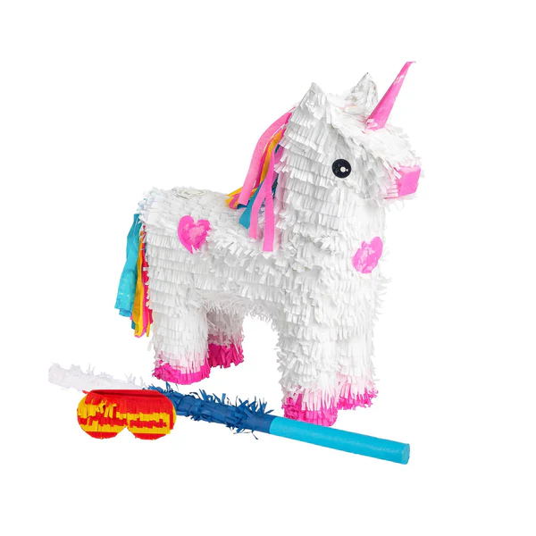 Fax Potato Large Unicorn Pinata Party Set - Blue Stick