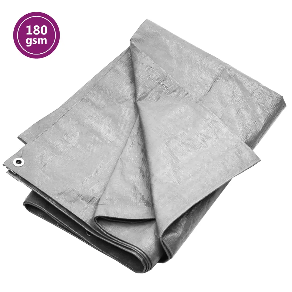 VidaXL (Grey, 180 g/mÂ² 6 x 6 m (W x L)) vidaXL Tarpaulin HDPE Tarp Ground Sheet Covering Multi Colours/Sizes/Models