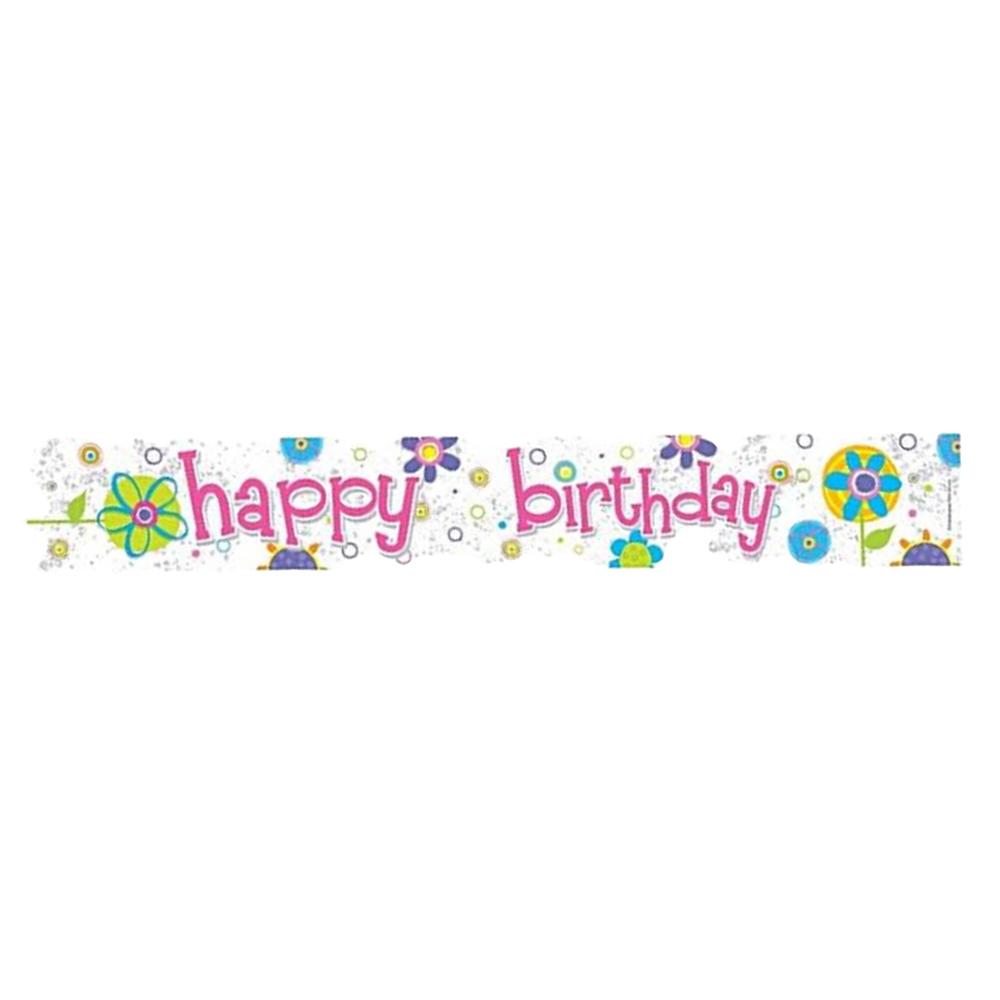 B&Q Apac Foil Ditsy Print Happy Birthday Banner Multicoloured (One Size)