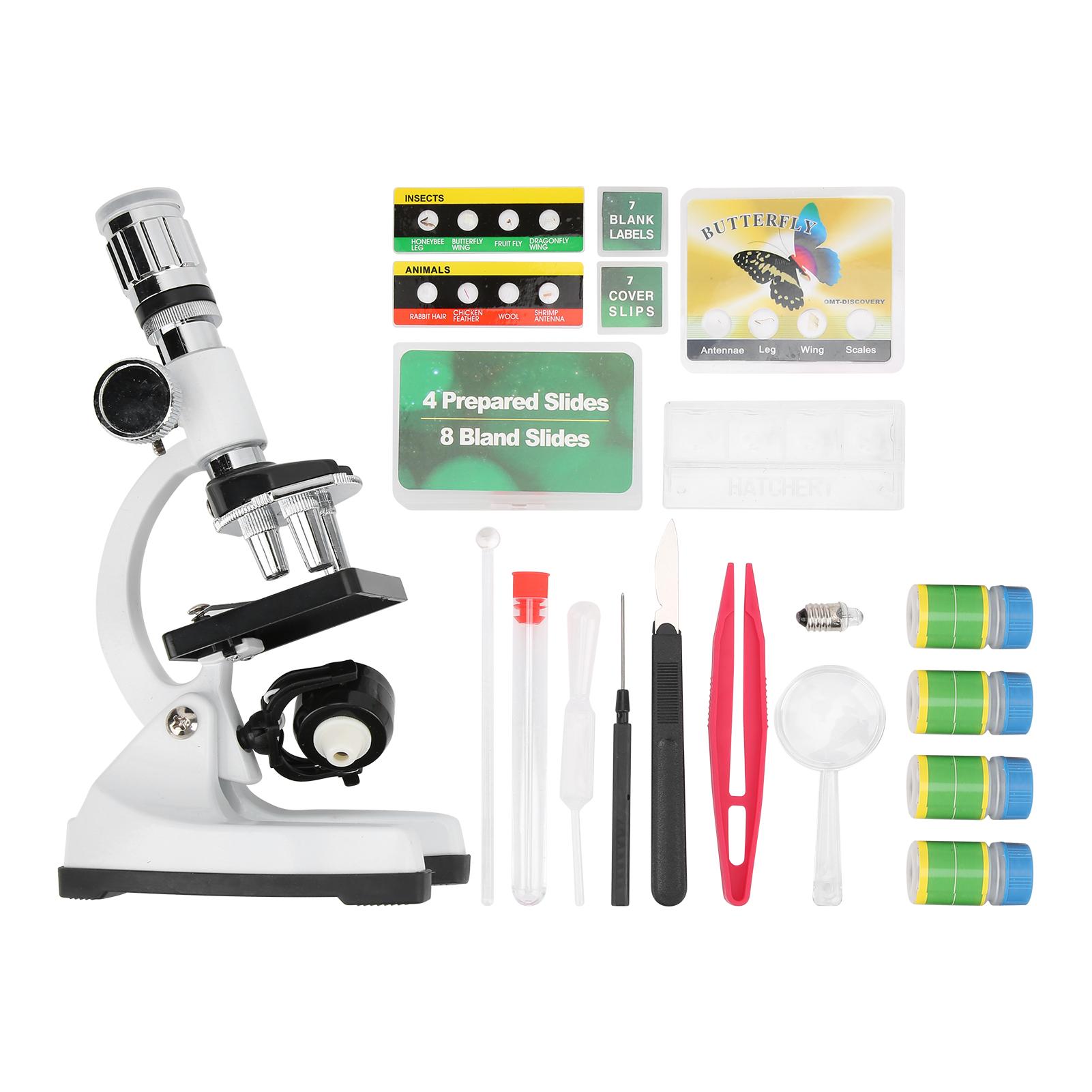 KKmoon AllMetal Beginner Microscope Kit HD 1200X Microscope Toy Children Science Education Set