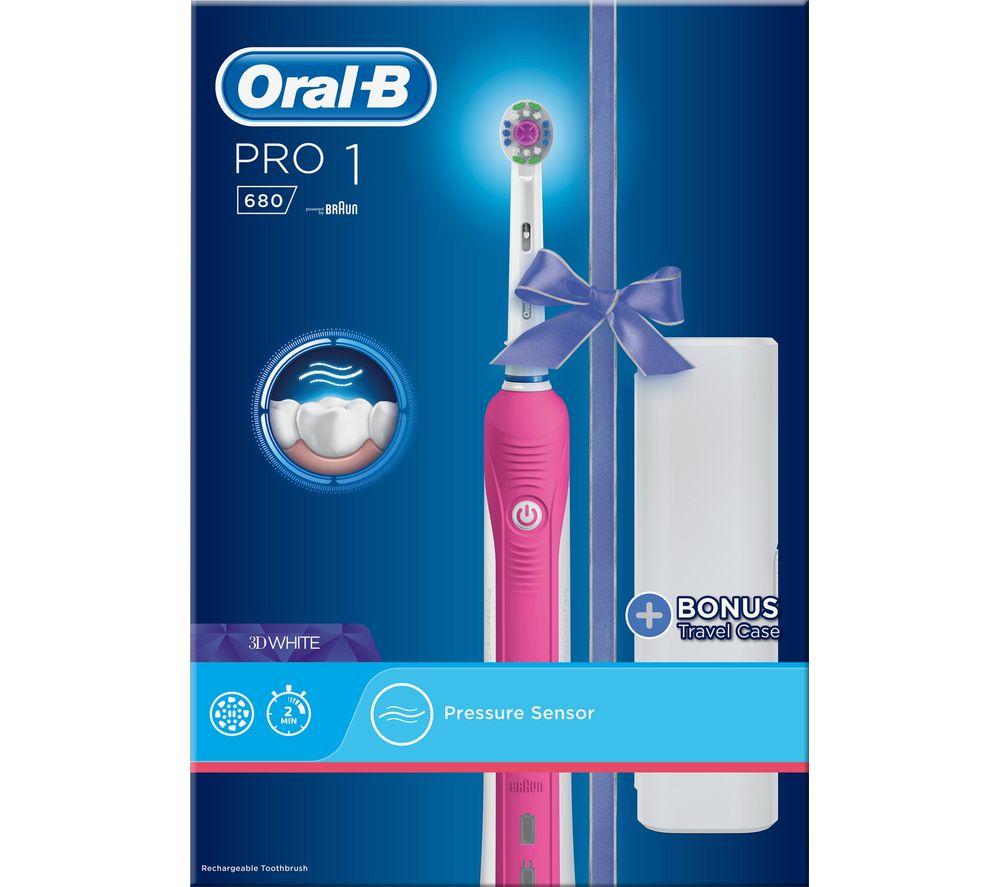 Oral B Crossaction Pro 1 680 Electric Toothbrush - Pink, Pink