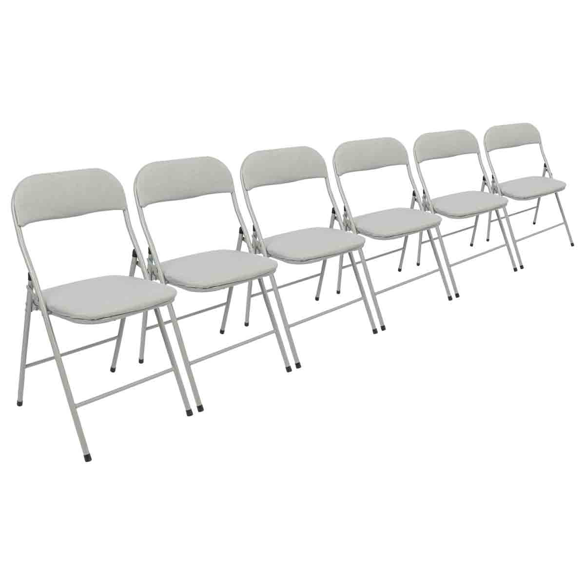 Harbour Housewares Fabric Padded Metal Folding Chair - Pack of 6 - Grey