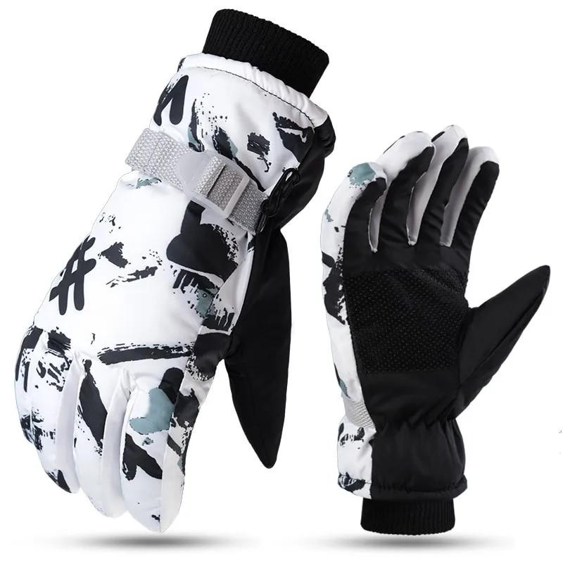 TianJinGeErLiShangMaoYouXianGongSi (25*10cm) Winter Ski Gloves Unisex Non-slip Waterproof Thicken Windproof Gloves Motorcycle Cycling Fleece Warm Snow Sports Gloves