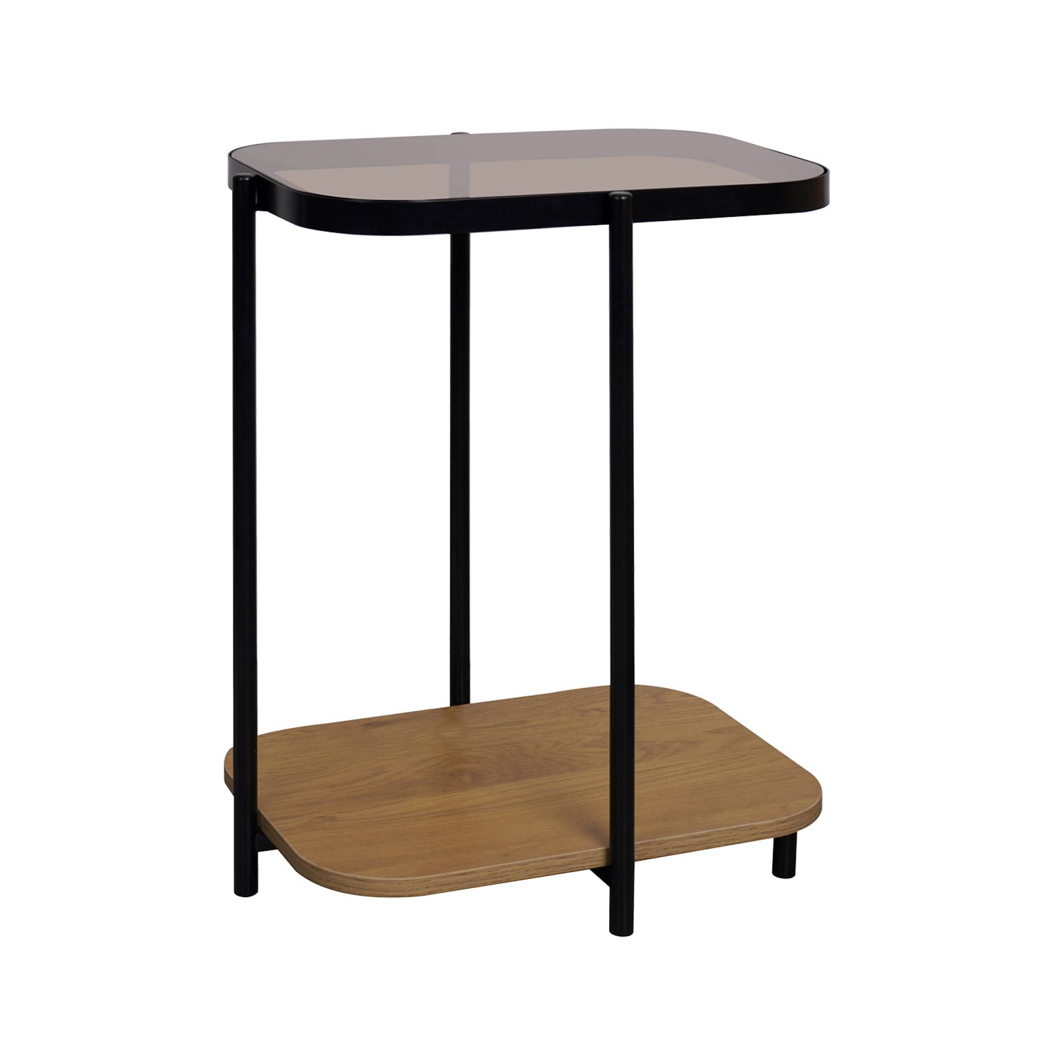 Sweeek Vintage Black Metal Side Tables With Glass Tops