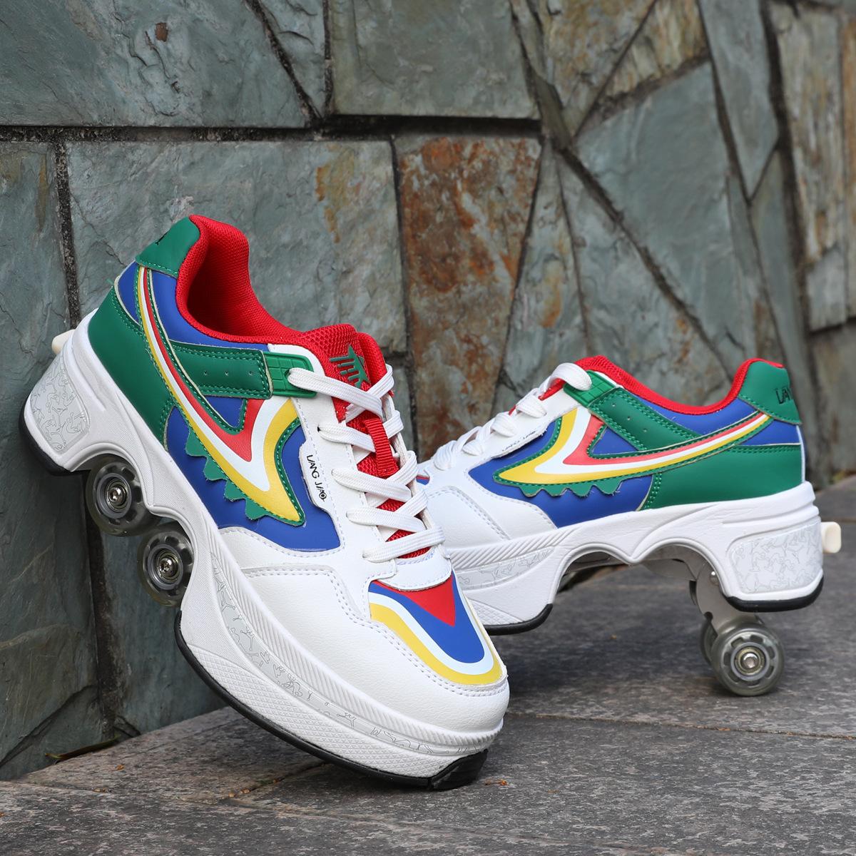 Angel Ting Deformed Shoes Runaway Shoes Dual-purpose Four-wheel Skates, Skates, Skates, Skateboards 39