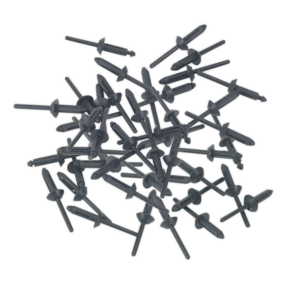 Sealey Plastic Rivets 50 Pieces 5mm X 15.8mm Fasteners Push Trim Clips Pr003