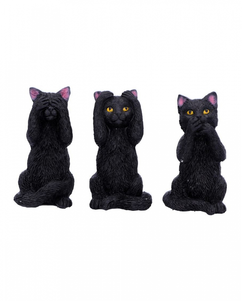 Nemesis Now Three Wise Felines Black Cat Figures - Black