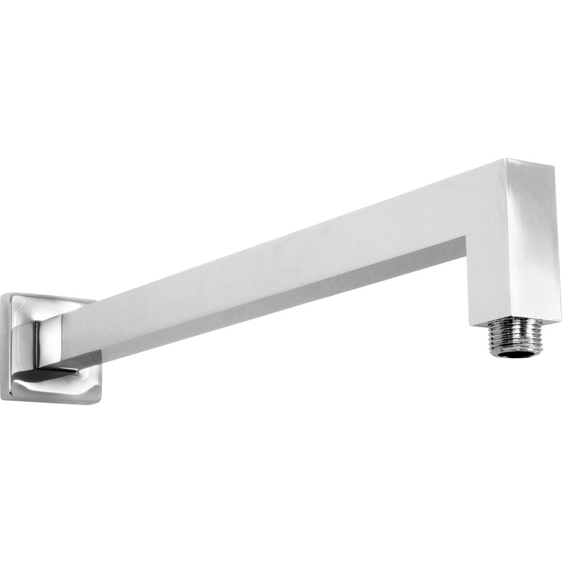 Highlife Unbranded Square Profile Wall Shower Arm 400mm in Chrome Brass