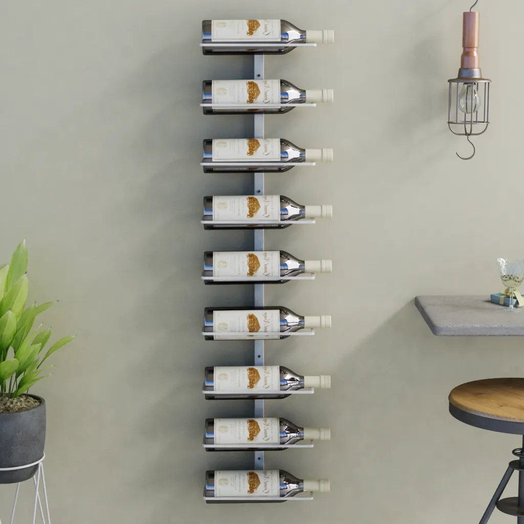 VidaXL Wall-mounted Wine Rack for 9 Bottles White Iron