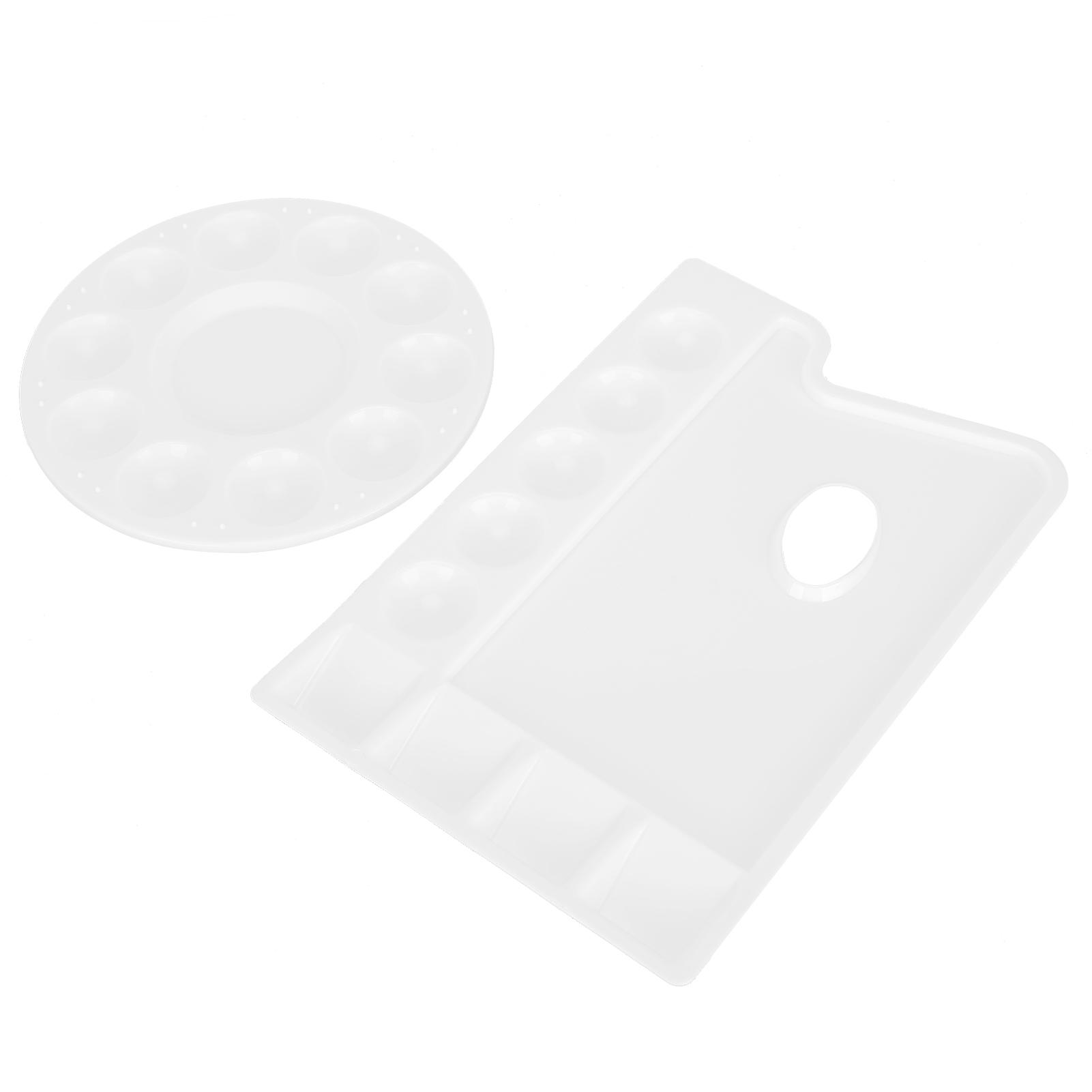 GoolRC 2pcs Paint Tray Palettes Circular Rectangle Plastic Painting Palettes for DIY Art