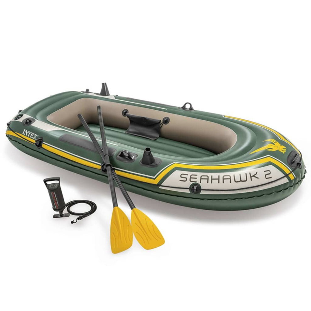 Intex Seahawk 2 Man/Person Inflatable Boat Dinghy Set Oars & Pump River/Sea/Lake