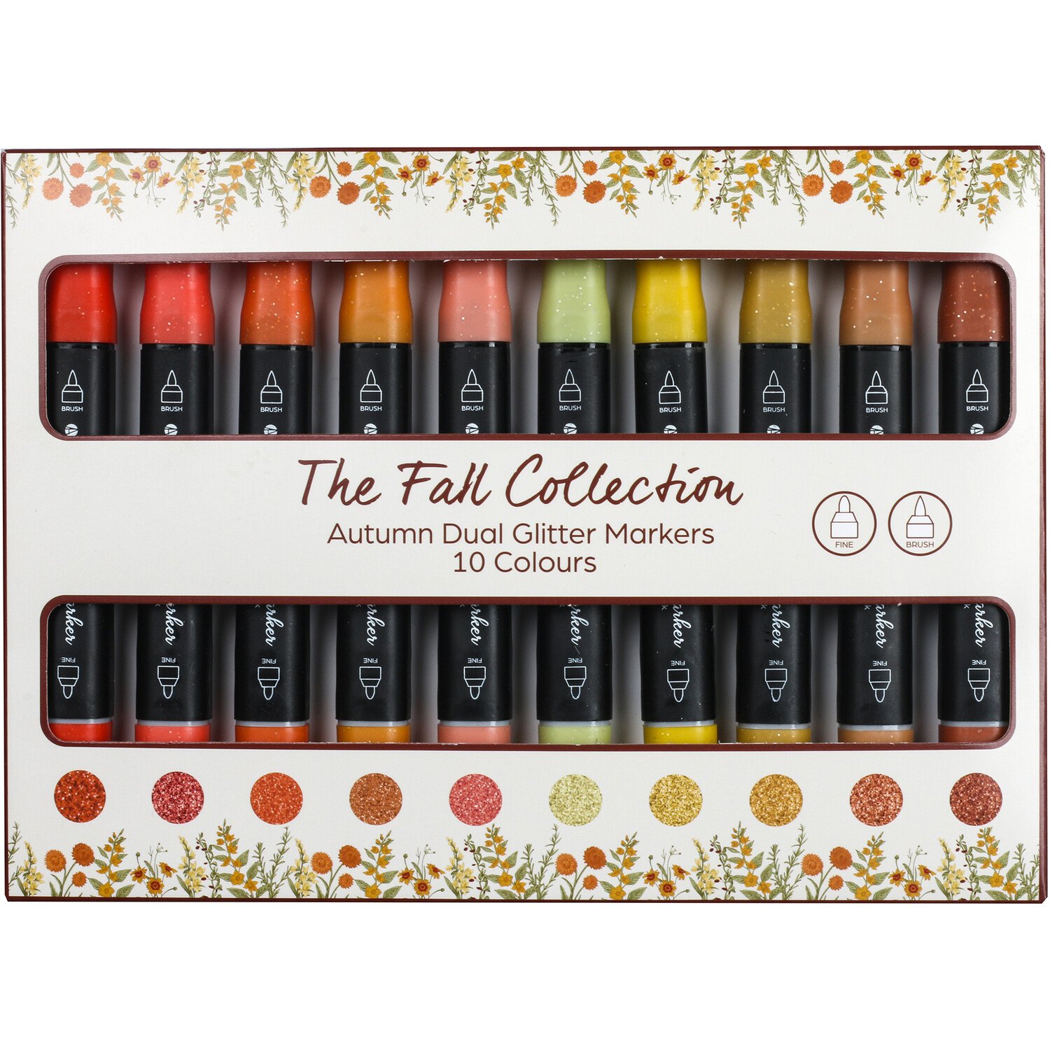 The Fall Collection Pack of 10 Autumn Dual Markers - Multicolour