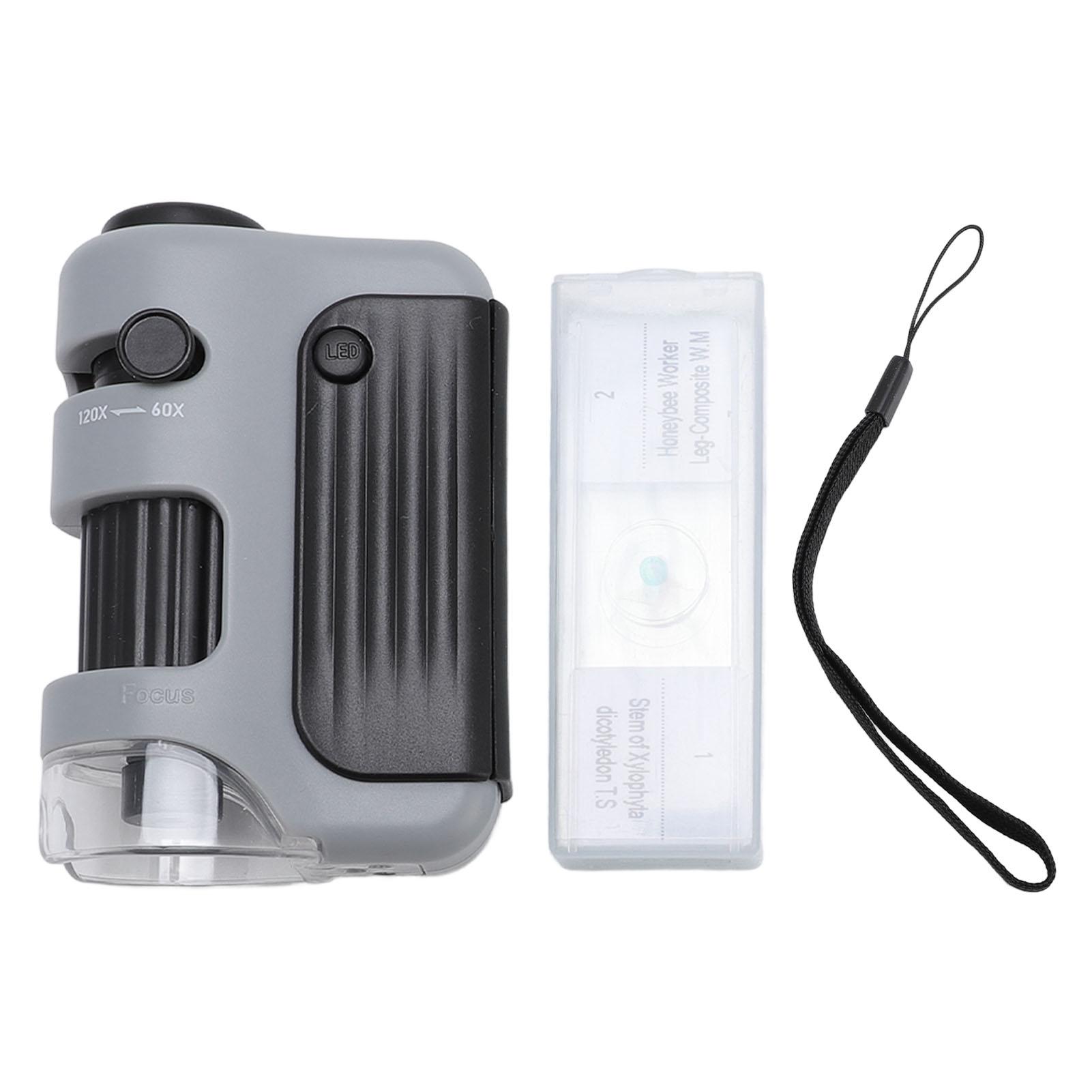 KKmoon Pocket Microscope 120X with LED Light Educational Portable Handheld Microscope for Classroom Lab