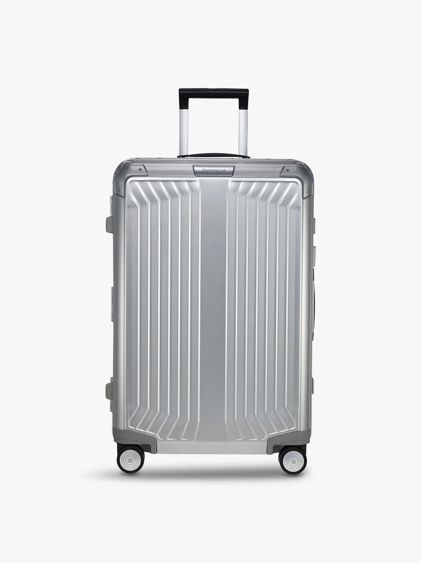 Samsonite Lite-Box 69cm 4-Spinner Wheel Aluminium Suitcase, Silver Metallic