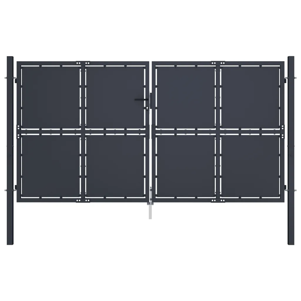 VidaXL Garden Gate Steel 300x150 cm Anthracite