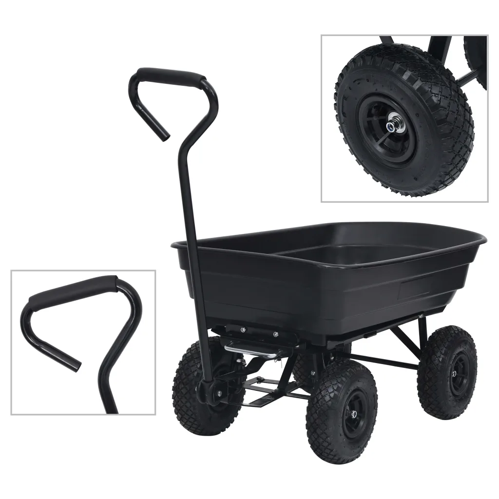 VidaXL Garden Tipping Hand Cart 300 kg 75L Black