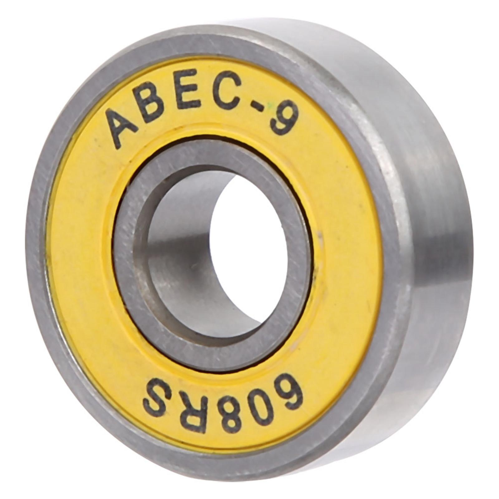 Fishine 8 Pcs Skateboard Scooter 608 Ball Bearing Miniature Skate Roller Ball Bearings Kit(yellow 9)