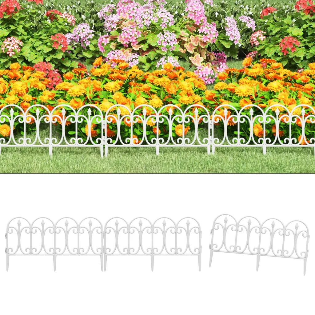 VidaXL Lawn Edgings 17 pcs White 10 m PP