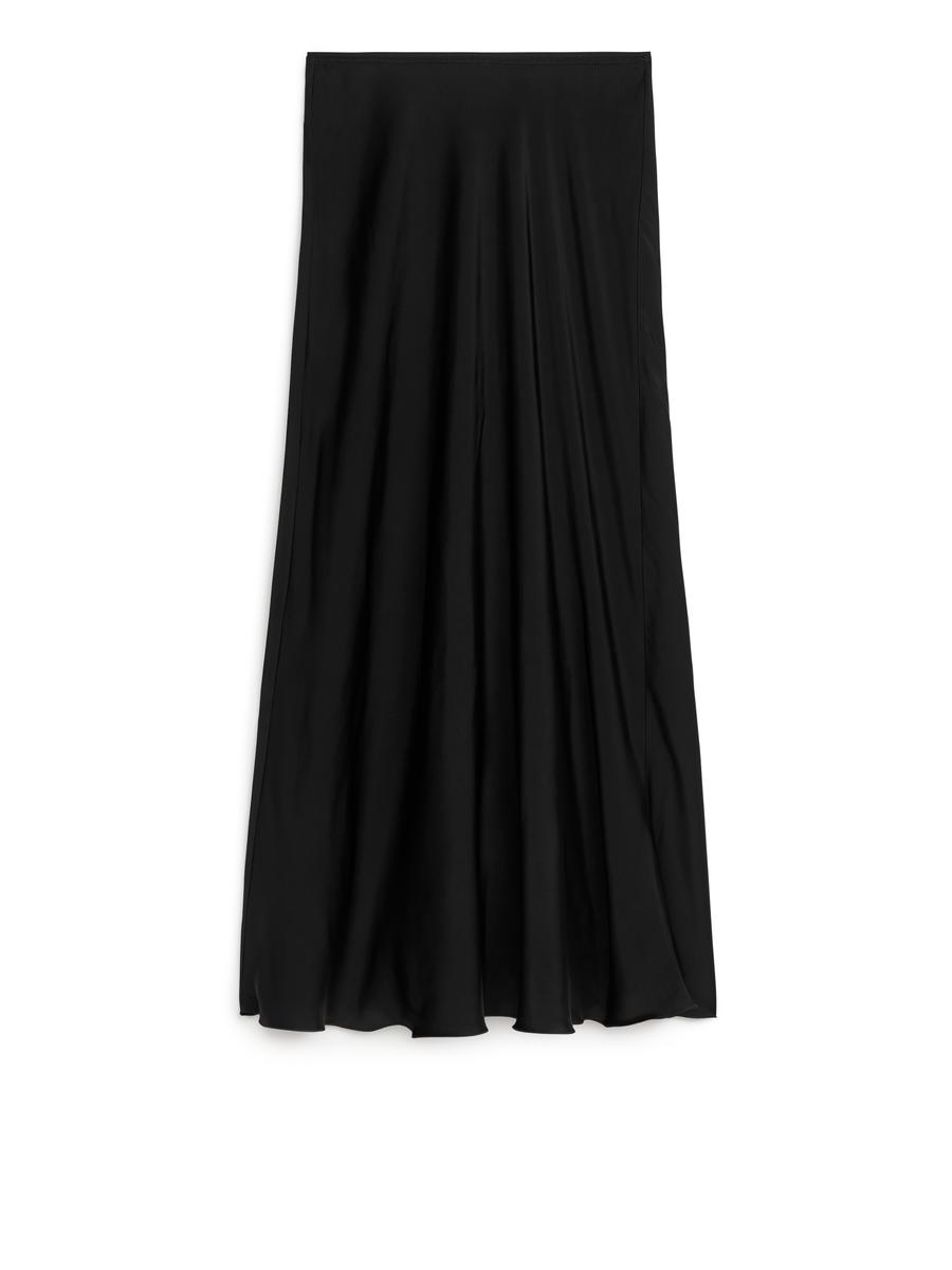 ARKET Maxi Satin Skirt -black, 34