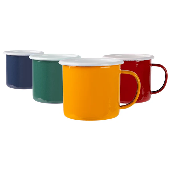 Coloured Enamel Mugs - 375ml - 4 Colours