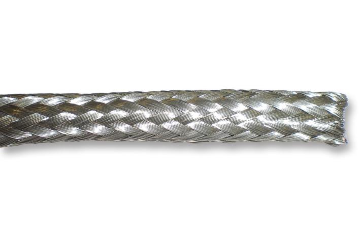 ALPHA WIRE Expandable Braided Tinned Copper Silver Cable Sleeve, 4.34mm Diameter, 30m Length