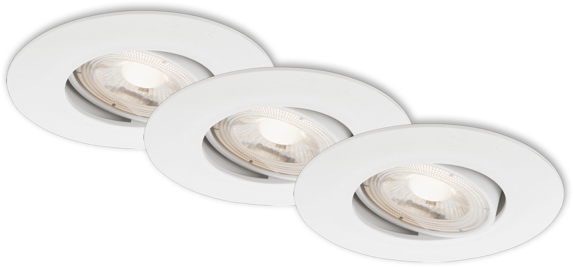 Briloner Set Of 3 Led Recessed Downlights Spotlights Slim Adjustable Tilt Warm White