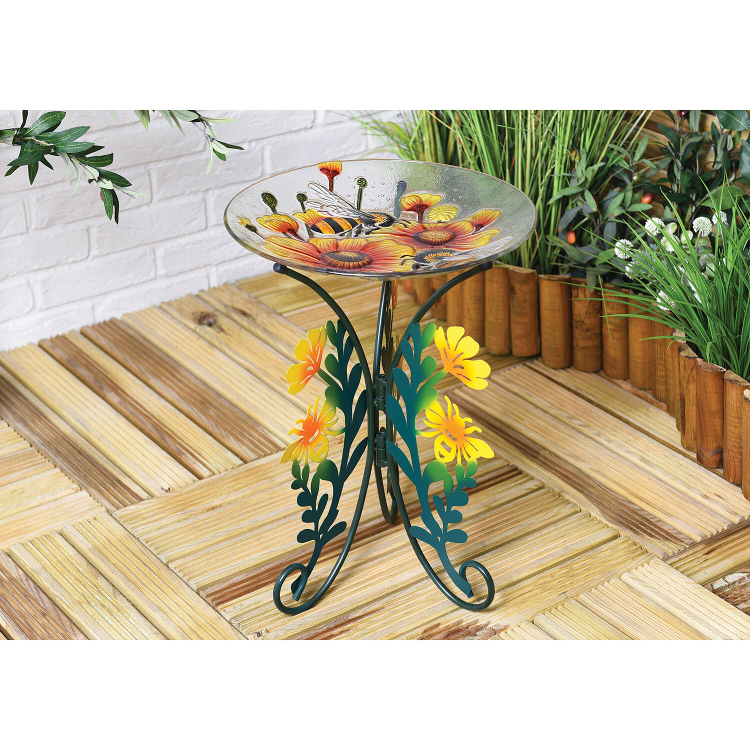 Ornate Collection Bee Bird Bath - Multicolour