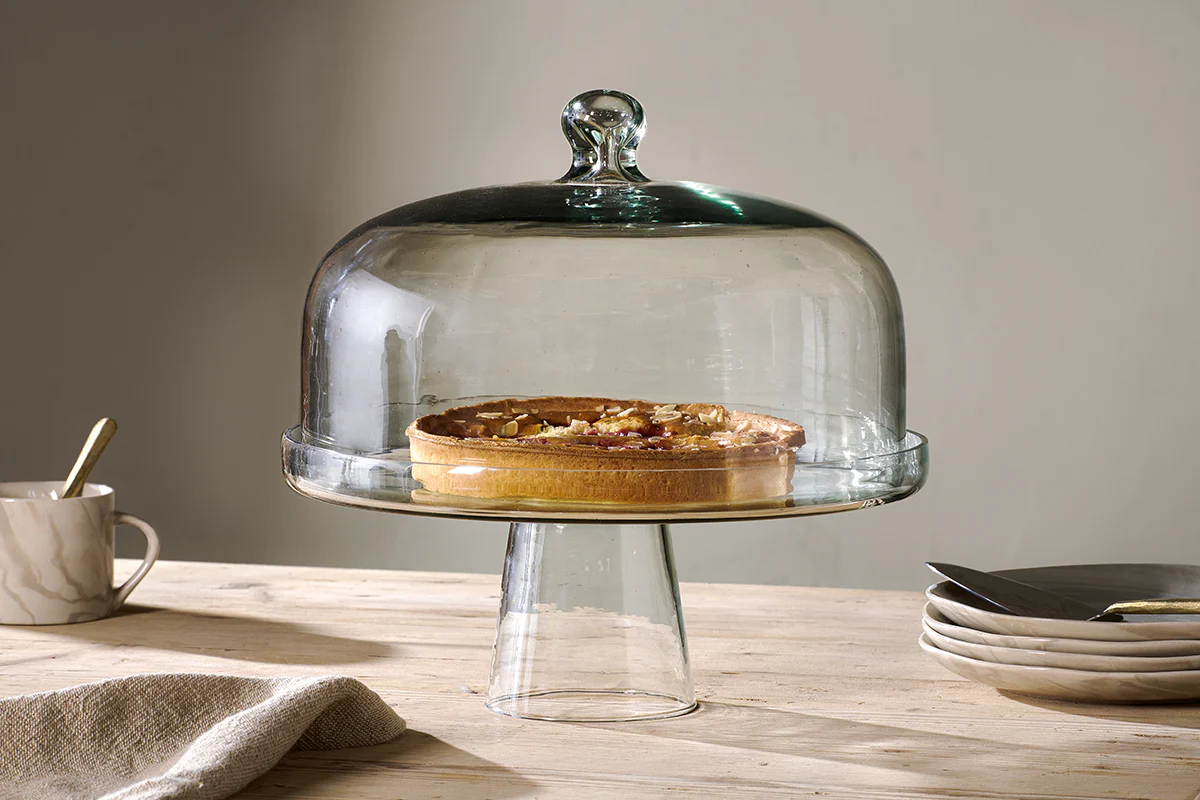 Nkuku Banjara Glass Dome Cake Stand | Serveware | Clear