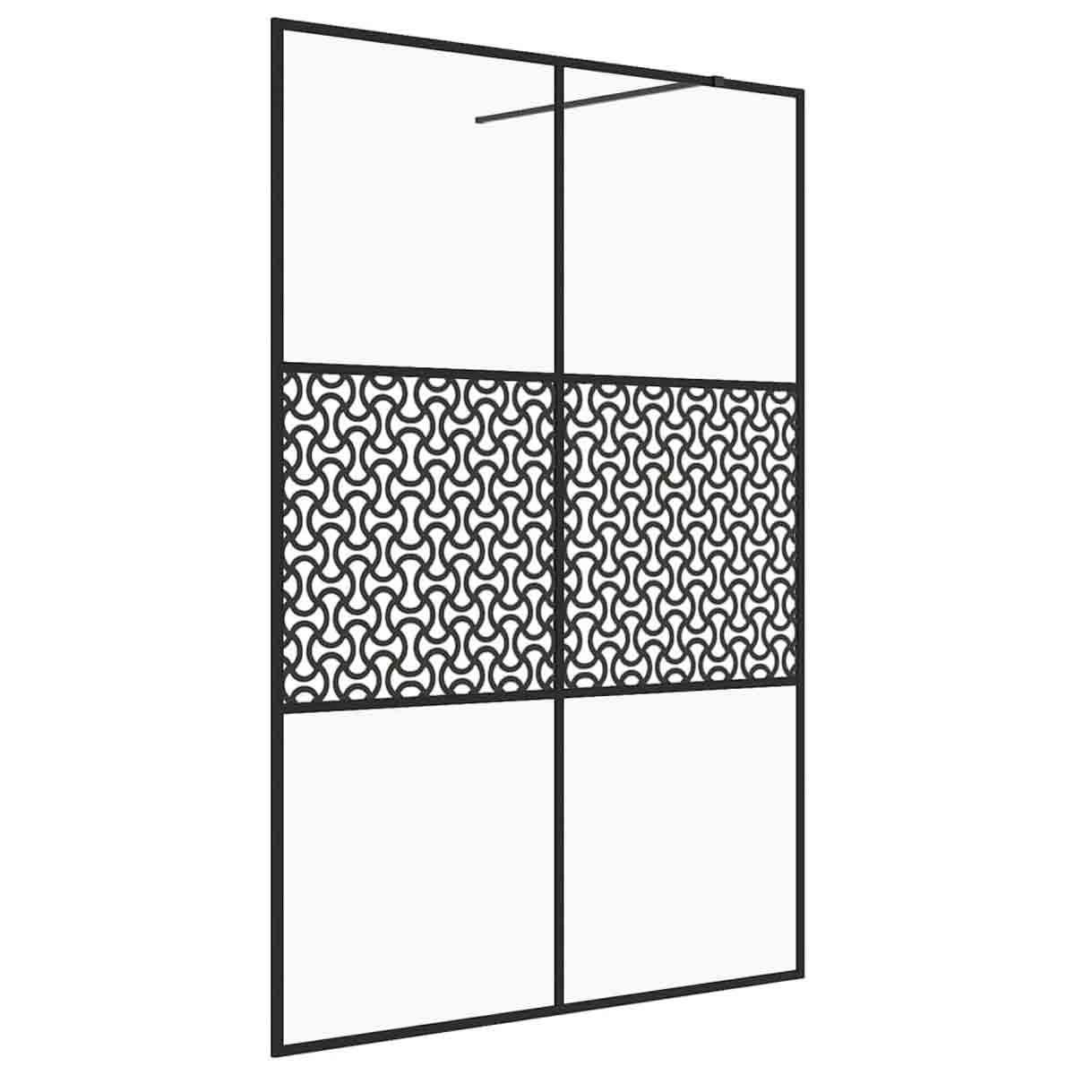VidaXL Walk-in Shower Wall with Clear ESG Glass 140x195 cm Black