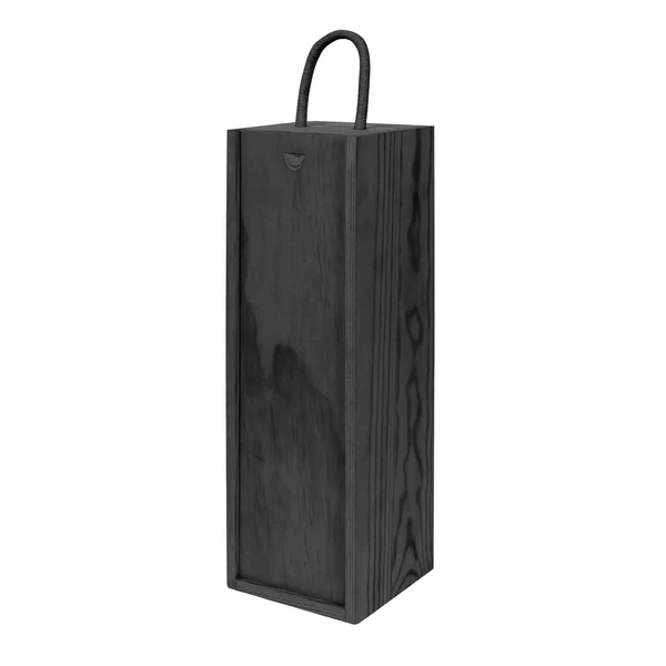 Harbour Housewares Single Bottle Wooden Champagne Wine Box - Black - 1X Wooden Storage Holder Display Carrier Crate (Empty)