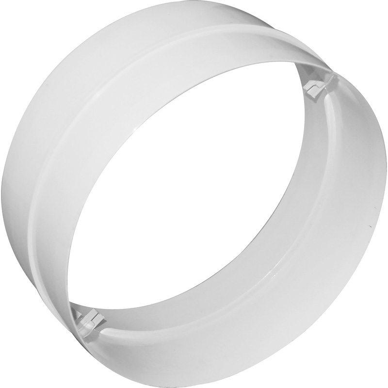 AIRVENT Straight Round Pipe Connector 125mm in White Plastic