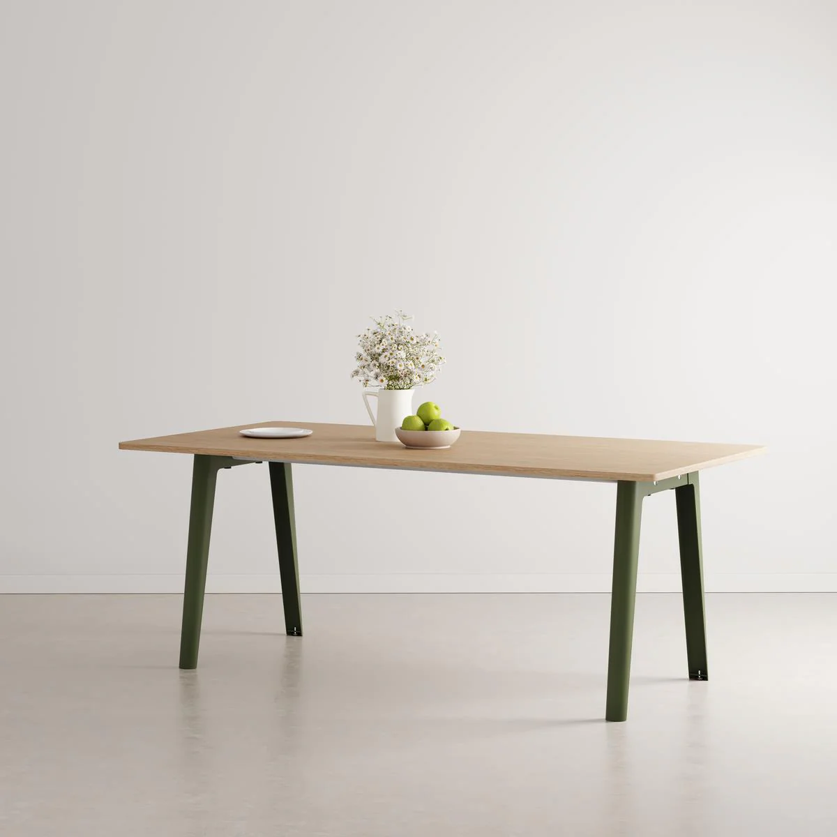 Tiptoe New Modern Dining Table - Rosemary green / Recycled oak / Extra Large : 220cm Rectangular Dining Tables Wooden Dining Tables Designer Furniture