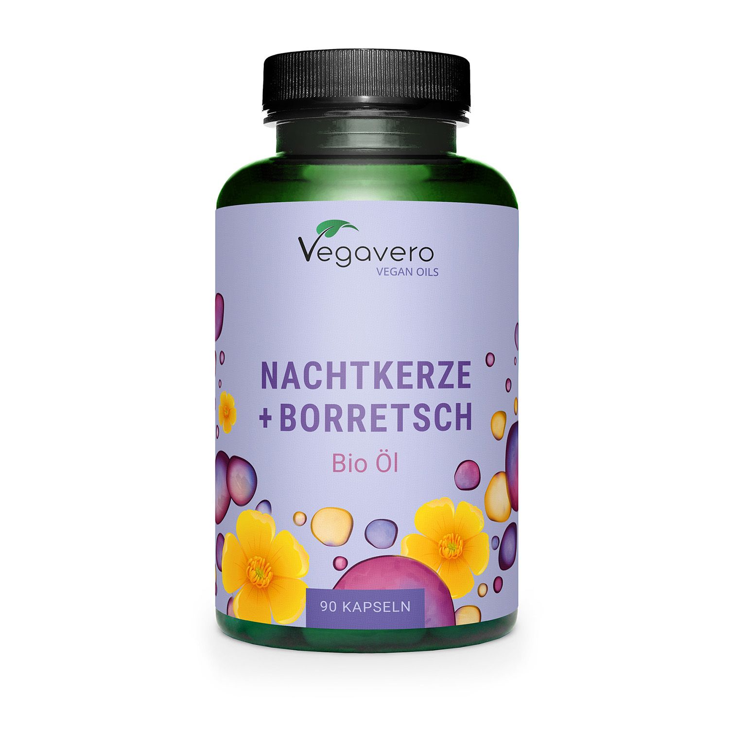 Vegavero Organic Evening Primrose Oil | with Organic Borage Seed Oil | Cold-Pressed | 90 GreenCaps Capsules | NO Additives, Lab