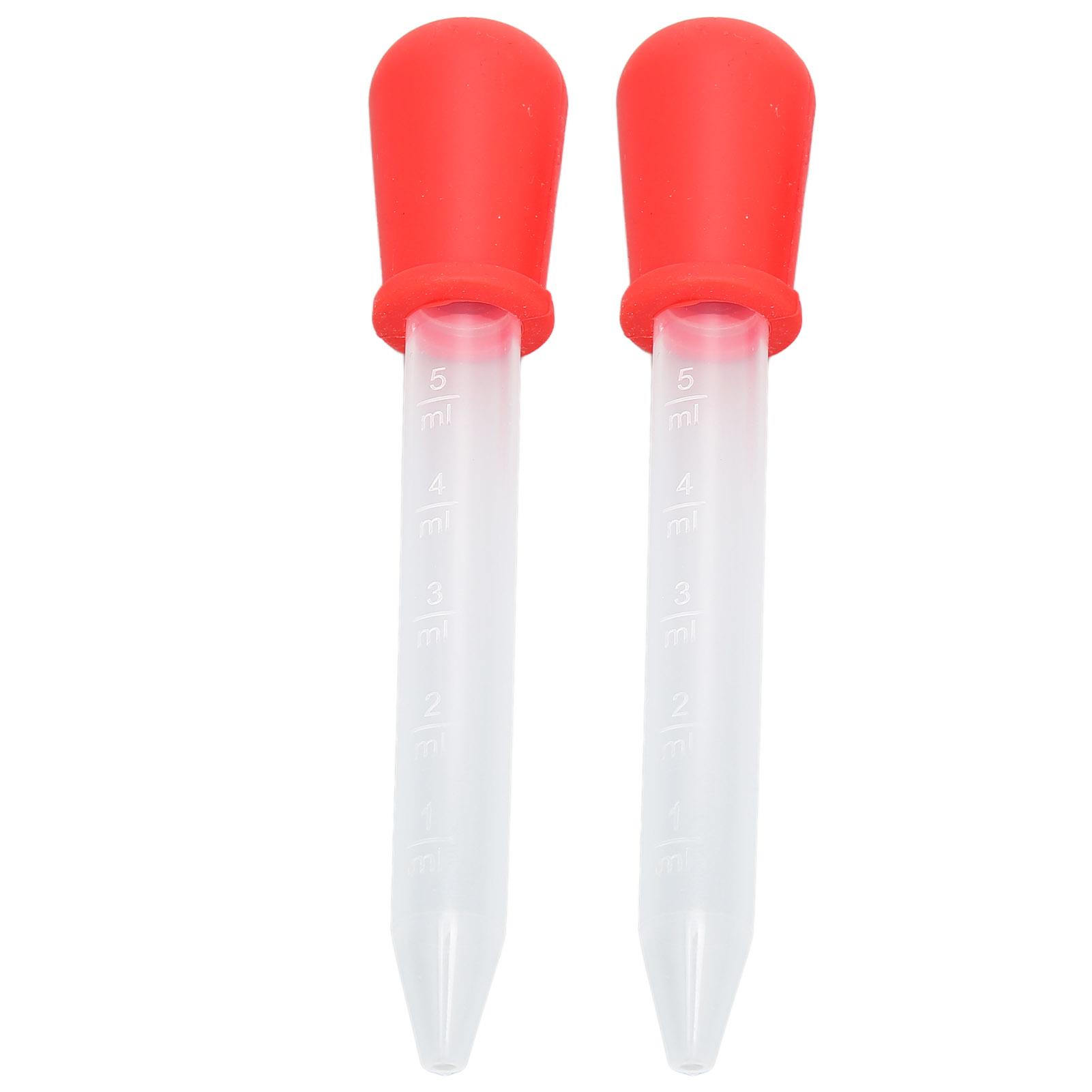 Neoglint 2pcs Multifunctional Transfer Pipette Silicone Calibrated Liquid Dropper for Laboratory DIY ArtRed red