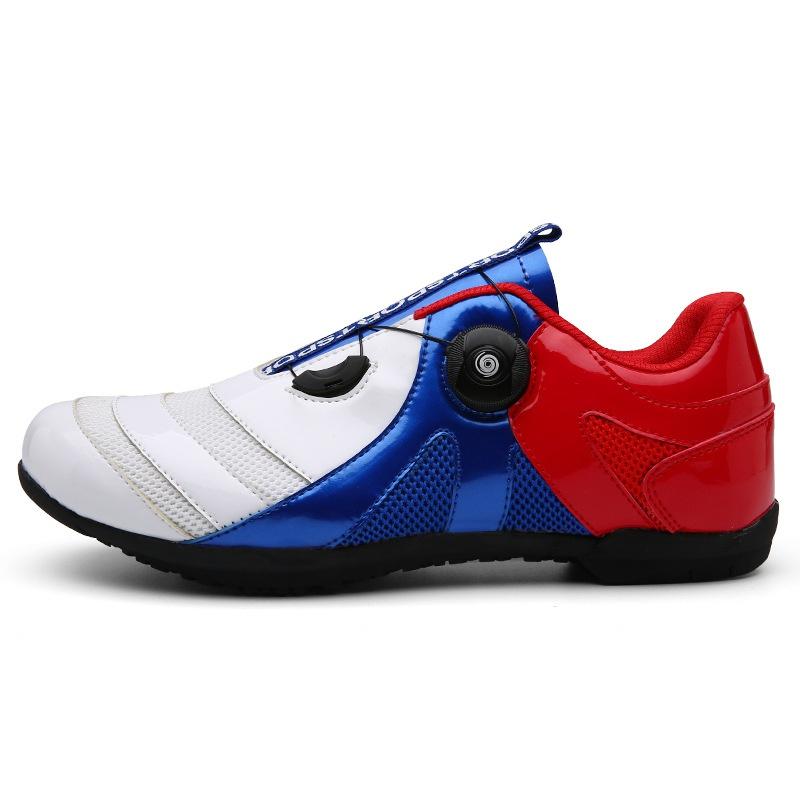 91440607MAC4DCME0U (white,blue, 41) Cycling Shoes Lockless Cycling Shoes Men&apos;s And Women&apos;s Cycling Hard Soled Mountain Power Cycling Shoes