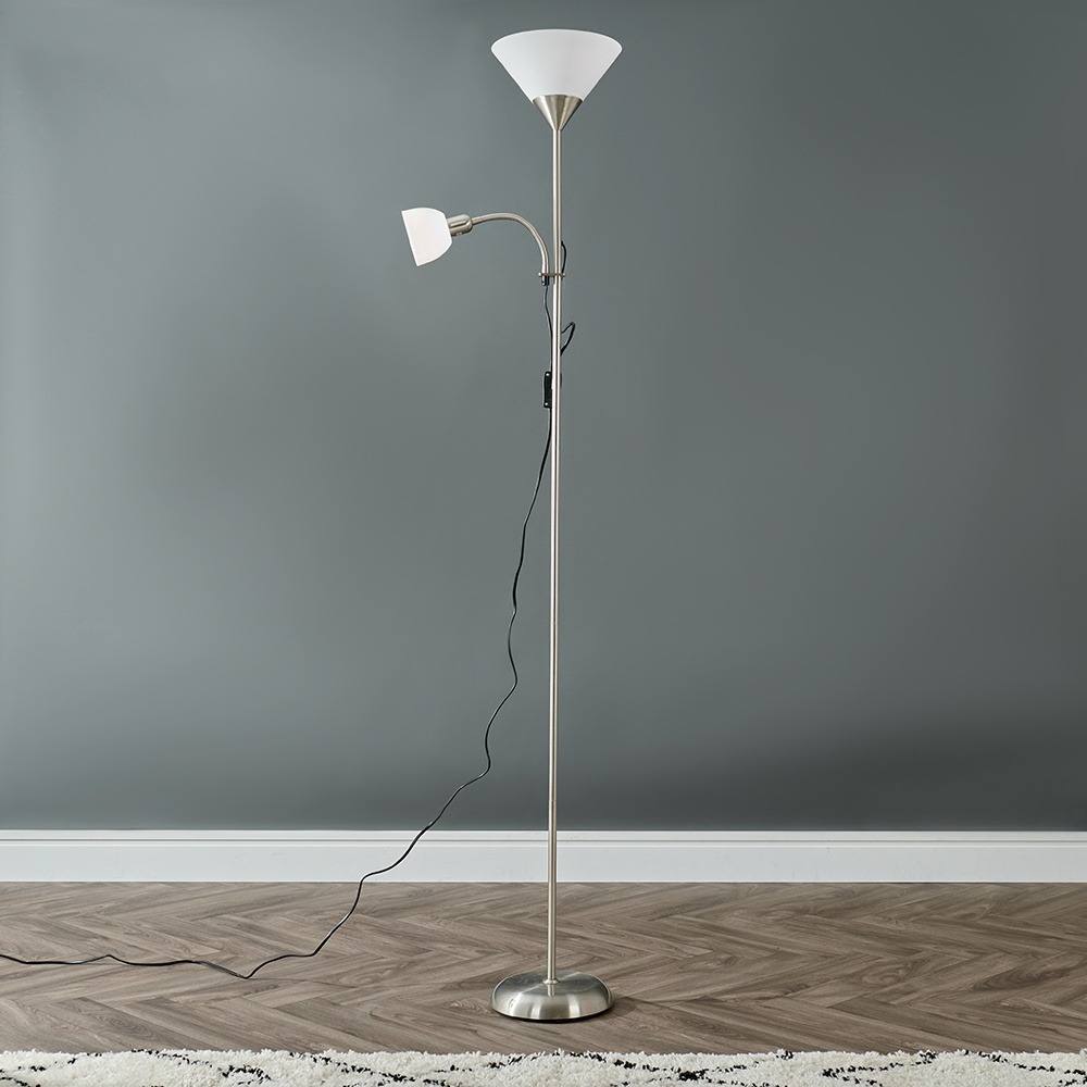Value Lights Mozz Brushed Chrome Mother and Child Floor Lamp