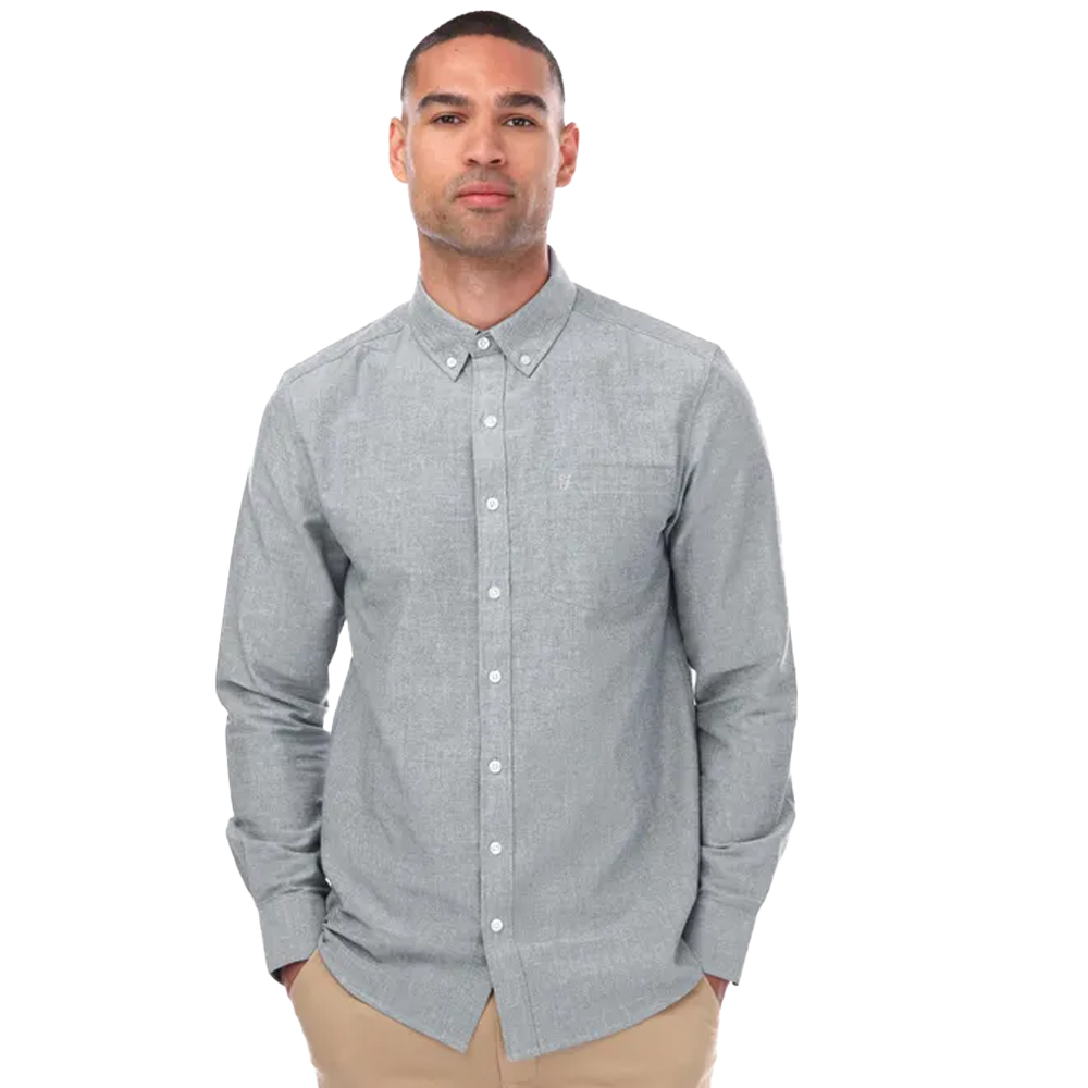 Farah Men's Farah Mens Drayton Long-Sleeved Shirt - Grey - Size: 38/Regular