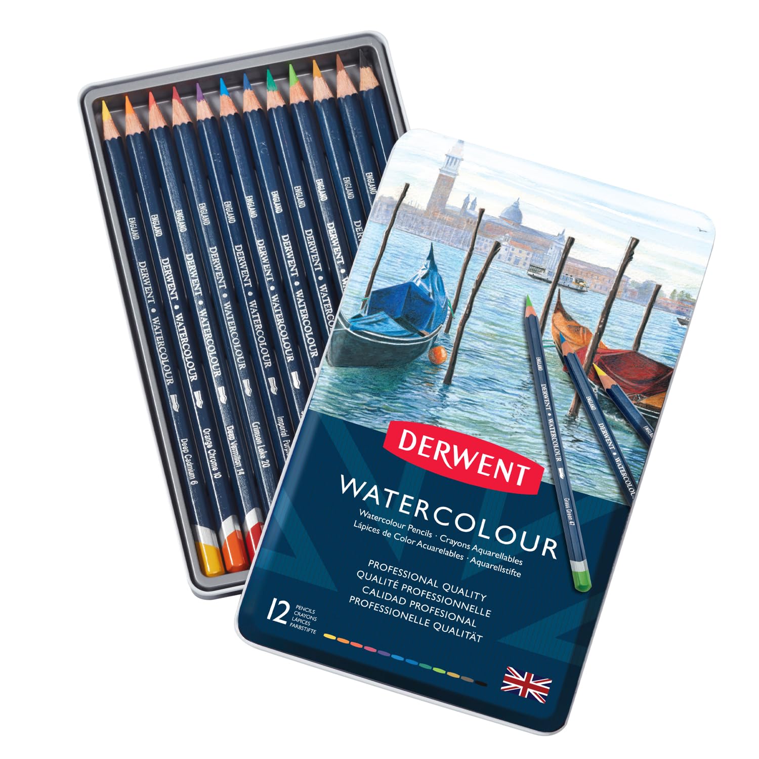 Derwent Watercolour Pencils Tin, Set of 12