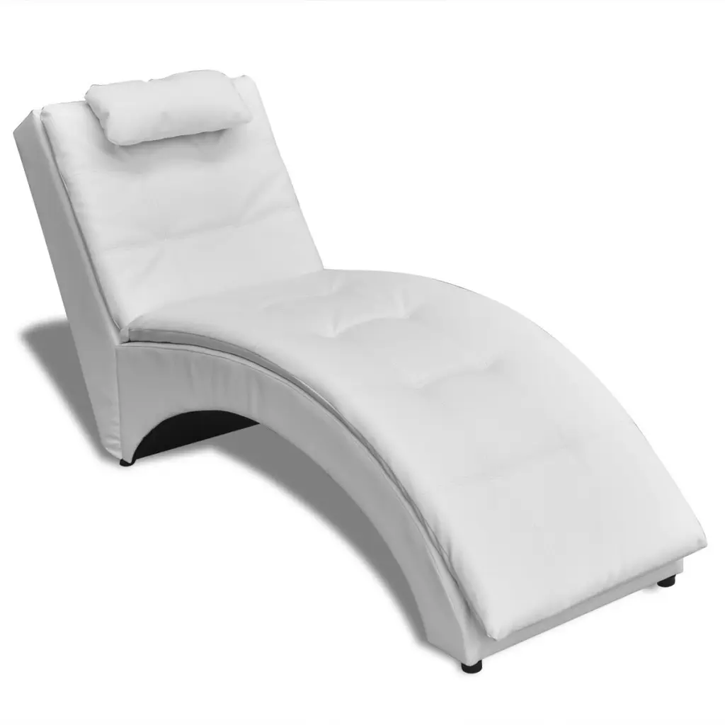 VidaXL White Artificial Leather Chaise Longue with Pillow