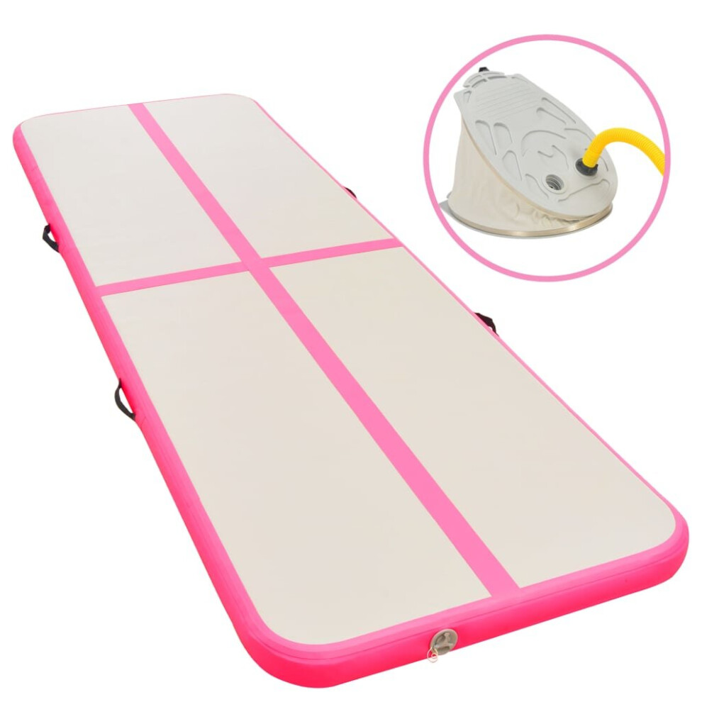 VidaXL Inflatable Gymnastics Mat with Pump 600x100x10 cm PVC Pink