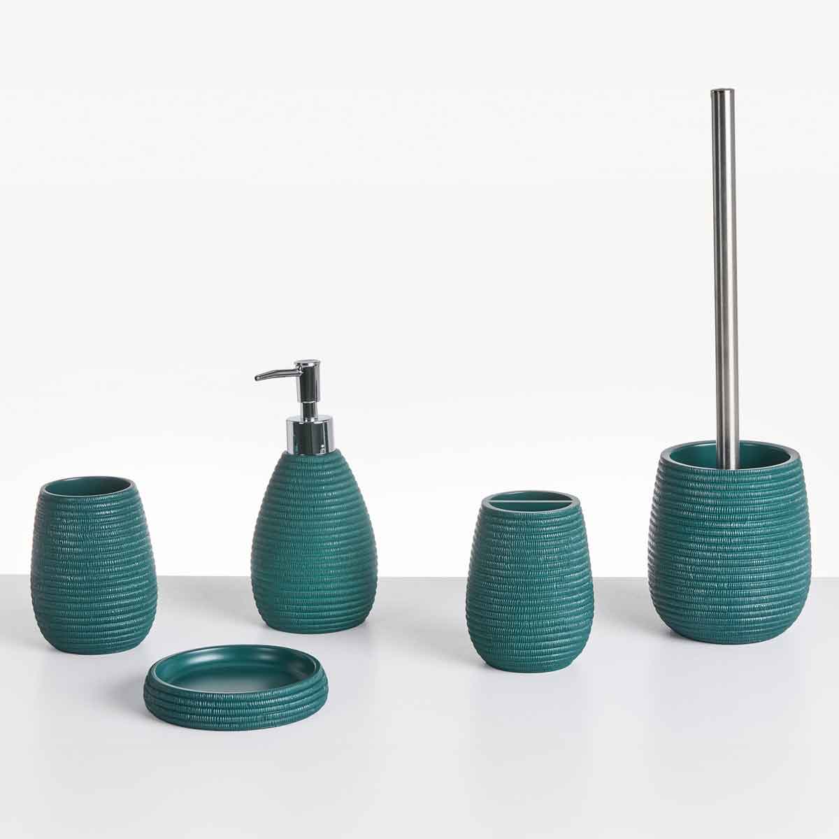 Beliani 5-piece Bathroom Accessories Set Quilca Teal, Blue