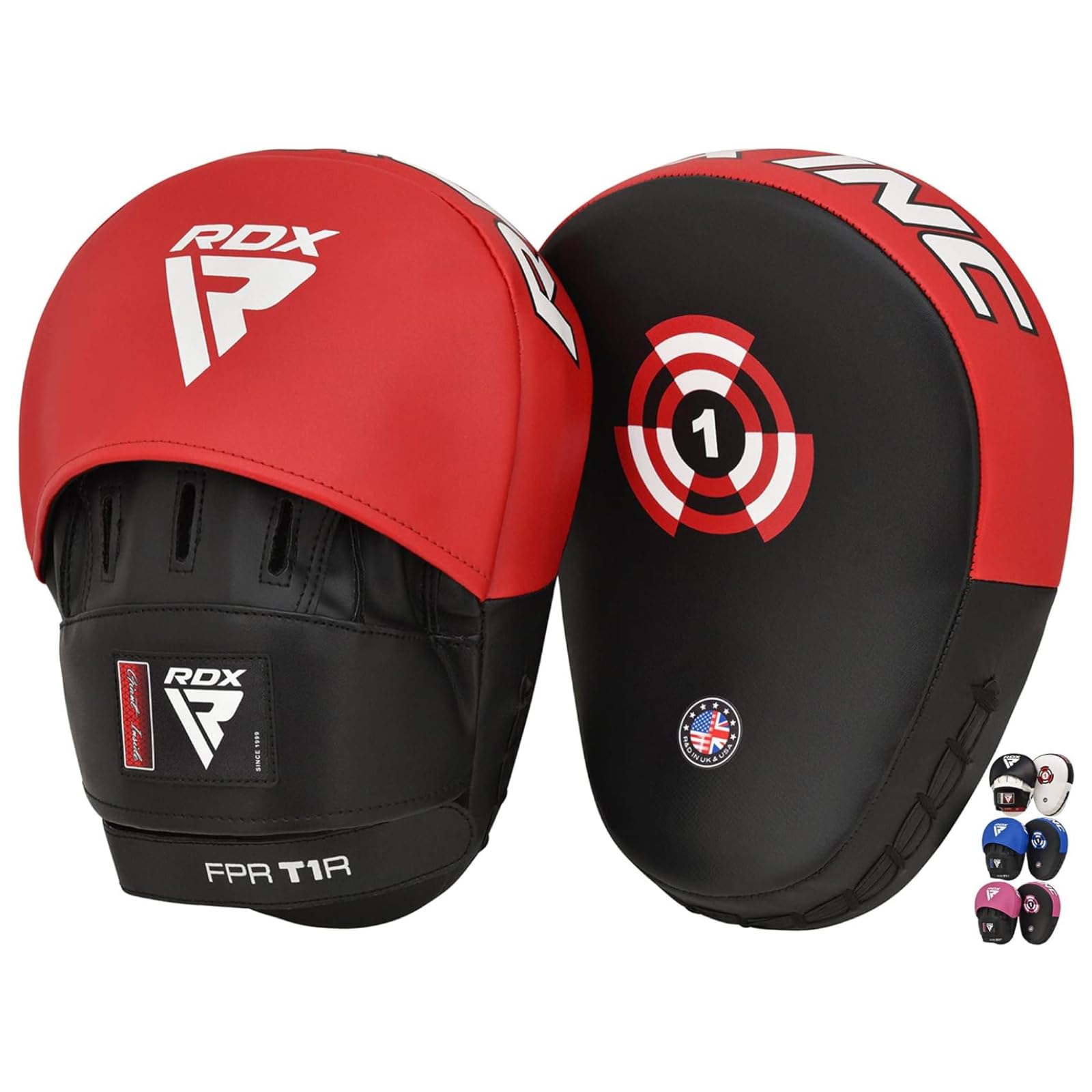 JapanSportX Authentic RDX Punching Mitts Training Kickboxing Muay Thai Martial Arts MMA Karate Focus Pad (Red)