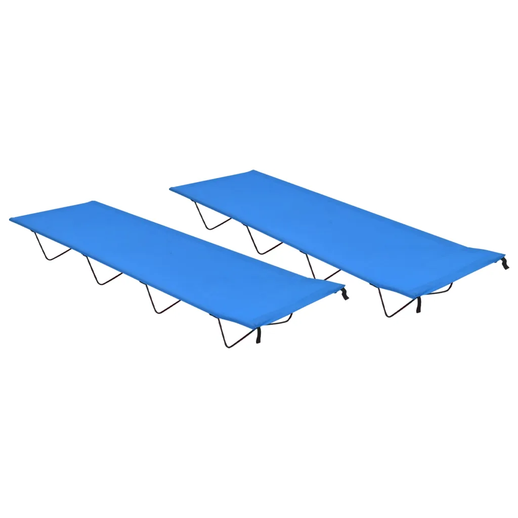 VidaXL Camping Beds 2 pcs 180x60x19 cm Oxford Fabric and Steel Blue