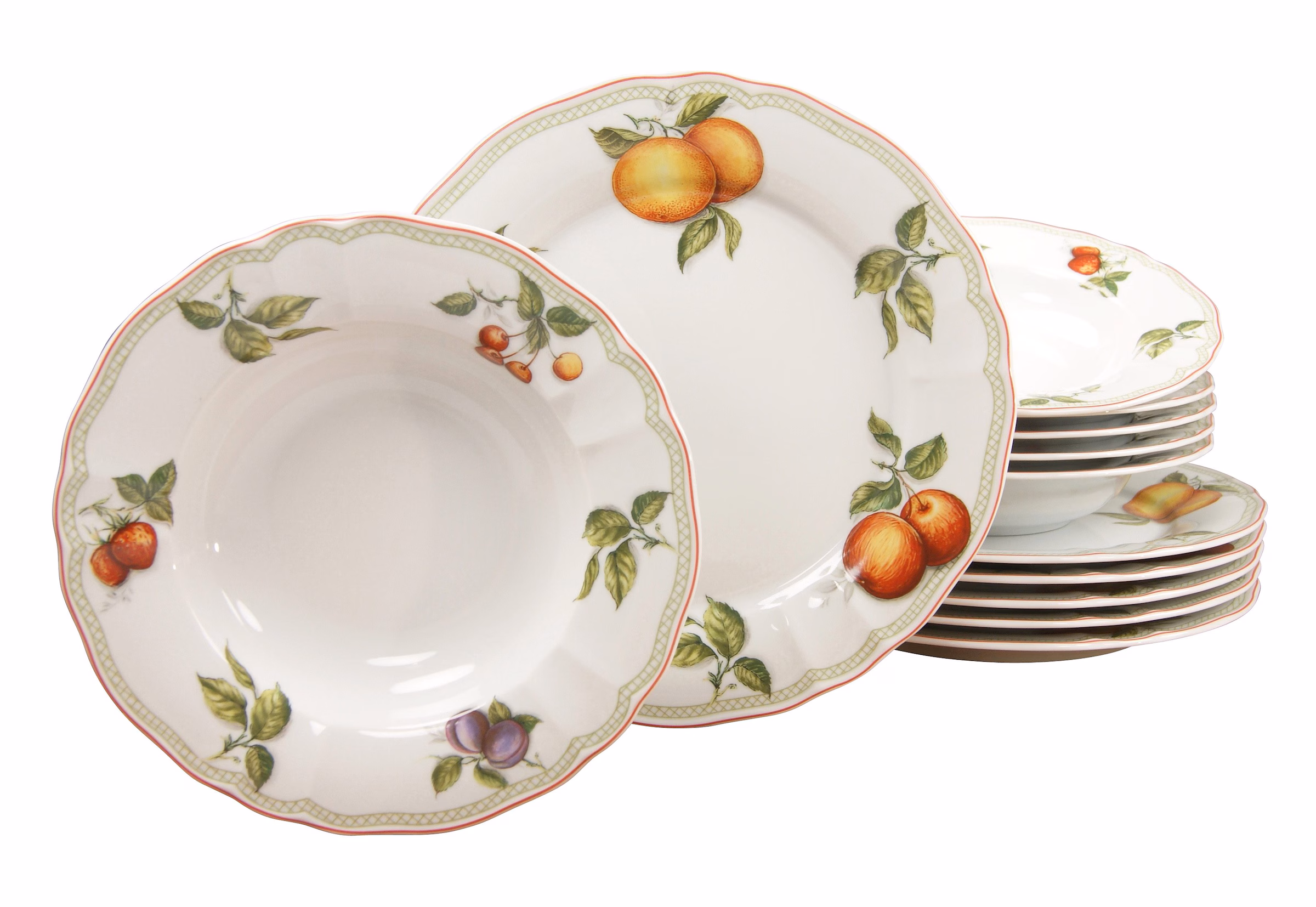 Creatable Orchard 12 Piece Dinnerware Set, Service for 6 white
